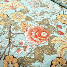 Load image into Gallery viewer, 3 Piece FarmHouse Teal Floral Cotton Reversible Quilt Set, King
