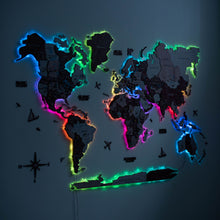 Load image into Gallery viewer, 3D LUMINOUS LED Wooden World Map 2.0 Cappuccino