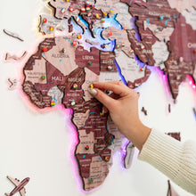 Load image into Gallery viewer, 3D LUMINOUS LED Wooden World Map 2.0 Cappuccino