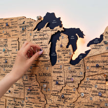 Load image into Gallery viewer, Wooden 3d LED Map of USA  - Gold