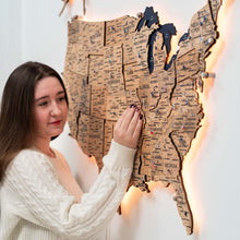 Load image into Gallery viewer, Wooden 3d LED Map of USA  - Gold