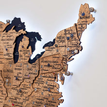 Load image into Gallery viewer, Wooden 3d LED Map of USA  - Gold