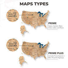 Load image into Gallery viewer, Wooden 3d LED Map of USA  - Gold