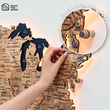 Load image into Gallery viewer, Wooden 3d LED Map of USA  - Gold