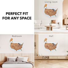 Load image into Gallery viewer, Wooden 3d LED Map of USA  - Gold