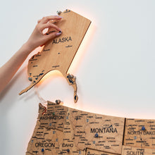 Load image into Gallery viewer, Wooden 3d LED Map of USA  - Gold