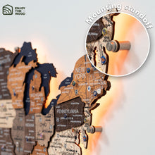 Load image into Gallery viewer, Wooden 3d LED Map of USA - Multicolor