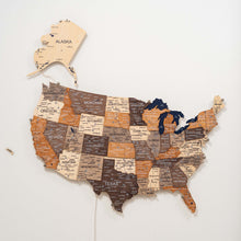 Load image into Gallery viewer, Wooden 3d LED Map of USA - Multicolor