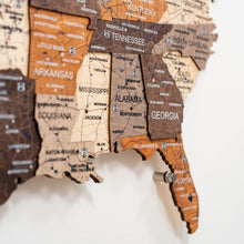 Load image into Gallery viewer, Wooden 3d LED Map of USA - Multicolor
