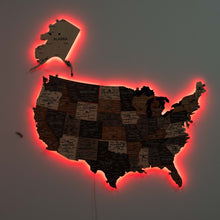 Load image into Gallery viewer, Wooden 3d LED Map of USA - Multicolor
