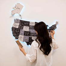 Load image into Gallery viewer, Wooden 3d LED Map of USA - Nordik