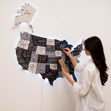 Load image into Gallery viewer, Wooden 3d LED Map of USA - Nordik