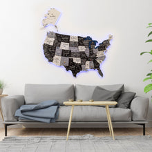 Load image into Gallery viewer, Wooden 3d LED Map of USA - Nordik