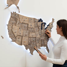Load image into Gallery viewer, Wooden 3d LED Map of USA - Terra