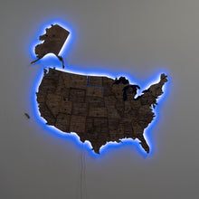 Load image into Gallery viewer, Wooden 3d LED Map of USA - Terra