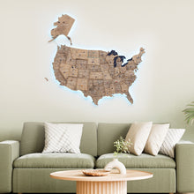 Load image into Gallery viewer, Wooden 3d LED Map of USA - Terra