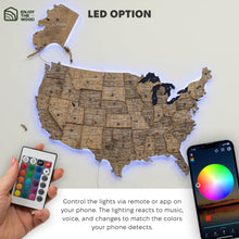 Load image into Gallery viewer, Wooden 3d LED Map of USA - Terra