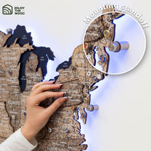 Load image into Gallery viewer, Wooden 3d LED Map of USA - Terra