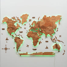 Load image into Gallery viewer, 3D LED Wooden World Map 3.0 Oak