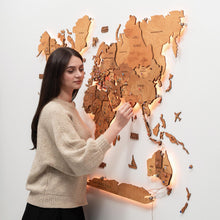Load image into Gallery viewer, 3D LED Wooden World Map 3.0 Oak