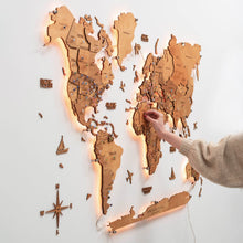 Load image into Gallery viewer, 3D LED Wooden World Map 3.0 Oak