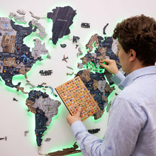 Load image into Gallery viewer, 3D LED / LUMINOUS Wooden World Map 3.0 Mystery