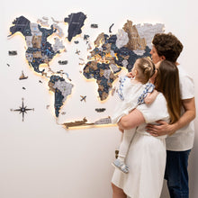 Load image into Gallery viewer, 3D LED / LUMINOUS Wooden World Map 3.0 Mystery
