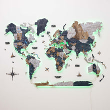 Load image into Gallery viewer, 3D LED / LUMINOUS Wooden World Map 3.0 Mystery