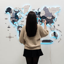 Load image into Gallery viewer, 3D LED / LUMINOUS Wooden World Map 3.0 Nordik