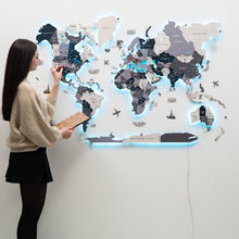 Load image into Gallery viewer, 3D LED / LUMINOUS Wooden World Map 3.0 Nordik
