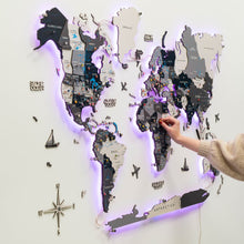 Load image into Gallery viewer, 3D LED / LUMINOUS Wooden World Map 3.0 Nordik
