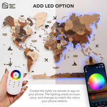 Load image into Gallery viewer, 3D LED Wooden World Map 3.0 Multicolor