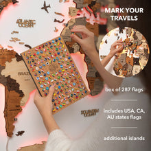 Load image into Gallery viewer, 3D LED Wooden World Map 3.0 Multicolor