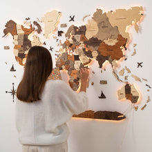 Load image into Gallery viewer, 3D LED Wooden World Map 3.0 Multicolor