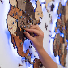 Load image into Gallery viewer, 3D LED Wooden World Map 3.0 Multicolor