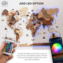 Load image into Gallery viewer, 3D LED / LUMINOUS Wooden World Map 3.0 Duna