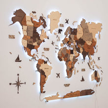 Load image into Gallery viewer, 3D LED Wooden World Map 3.0 Multicolor