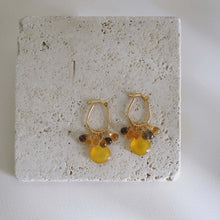 Load image into Gallery viewer, Yellow Chalcedony Gold Drop Earrings