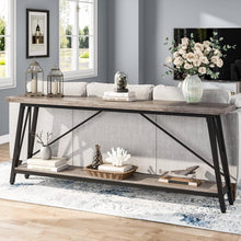 Load image into Gallery viewer, Heavy Duty 70-inch Industrial Grey Wood Top Sofa Table with Black Metal Frame