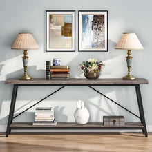 Load image into Gallery viewer, Heavy Duty 70-inch Industrial Grey Wood Top Sofa Table with Black Metal Frame