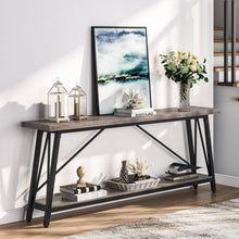 Load image into Gallery viewer, Heavy Duty 70-inch Industrial Grey Wood Top Sofa Table with Black Metal Frame