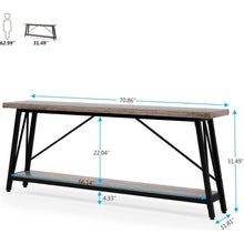 Load image into Gallery viewer, Heavy Duty 70-inch Industrial Grey Wood Top Sofa Table with Black Metal Frame