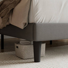 Load image into Gallery viewer, Full size Grey Linen Upholstered Platform Bed Frame with Button-Tufted Headboard