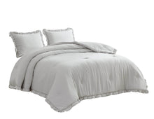 Load image into Gallery viewer, Full Size Grey Stone Washed Ruffled Edge Microfiber Comforter Set