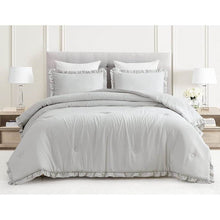 Load image into Gallery viewer, King Oversized Grey Ruffled Edge Microfiber Comforter Set