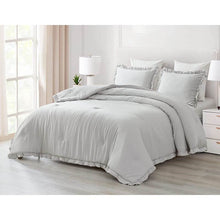 Load image into Gallery viewer, King Oversized Grey Ruffled Edge Microfiber Comforter Set