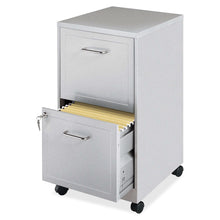 Load image into Gallery viewer, Gray Silver Metal 2-Drawer File Cabinet with Casters