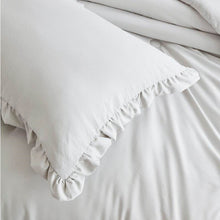 Load image into Gallery viewer, Queen Oversized Grey Ruffled Edge Microfiber Comforter Set