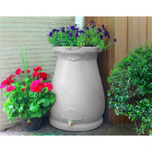 Load image into Gallery viewer, Light Grey Granite 65 Gallon Plastic Urn Rain Barrel with Planter Top