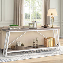 Load image into Gallery viewer, Heavy Duty 70-inch Industrial Grey Wood Top Sofa Table with White Metal Frame